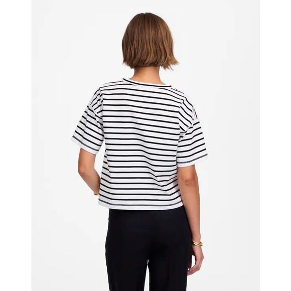 NWT Madewell Everyday Boxy Crop Tee in Stripe Size S - Picture 3 of 9